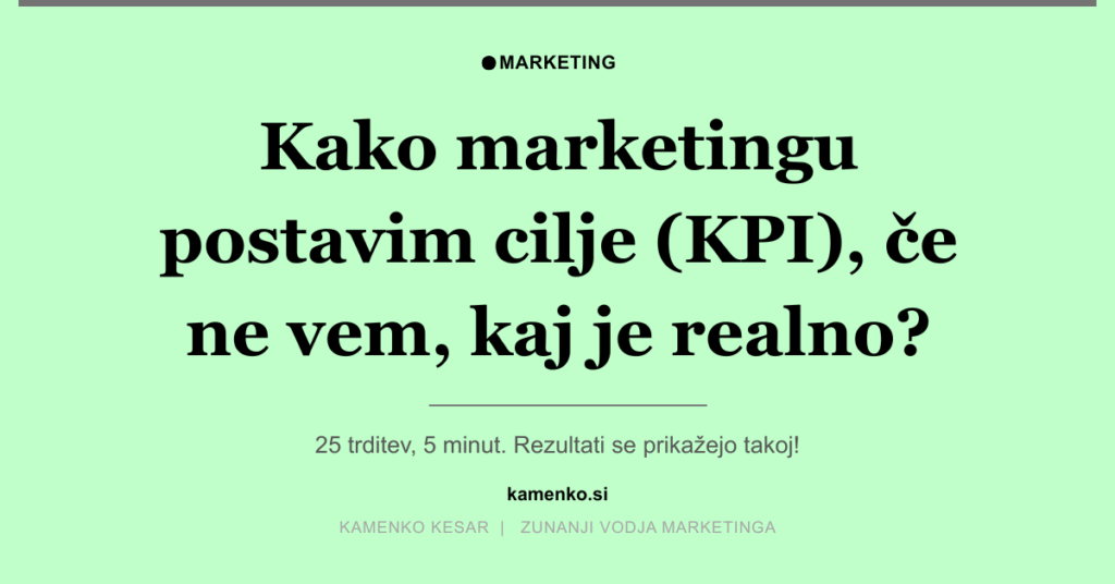 Kako marketingu postavim cilje (KPI), če ne vem, kaj je realno?