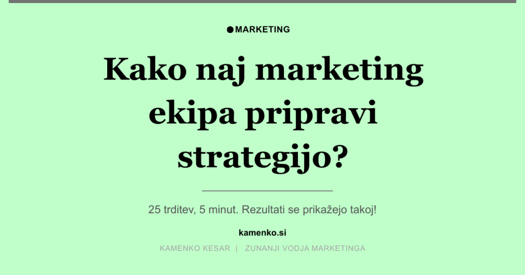 Kako naj od marketinške ekipe zahtevam strategijo, če je sam ne razumem?