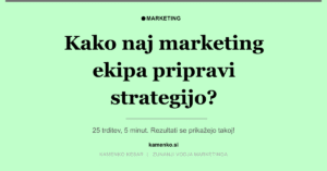 Kako naj od marketinške ekipe zahtevam strategijo, če je sam ne razumem?