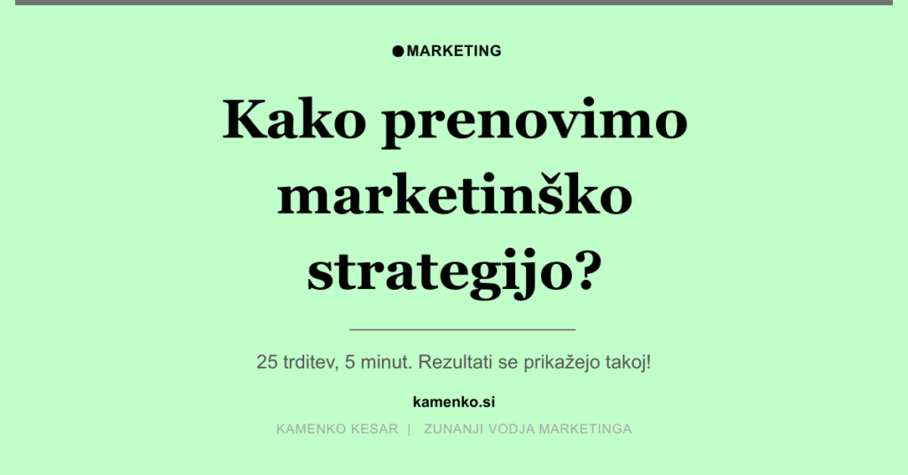 Kako prenovimo marketinško strategijo, ne da bi uničili tisto, kar že dela?