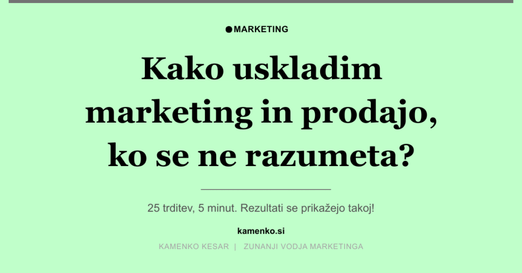 Kako uskladim marketing in prodajo, ko ne govorita istega jezika?
