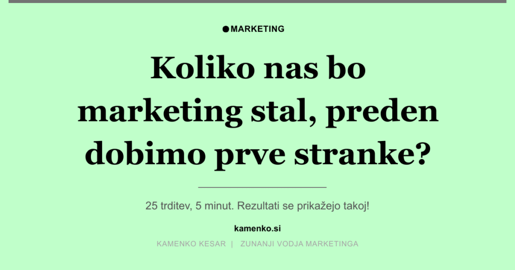 Koliko nas bo marketing stal