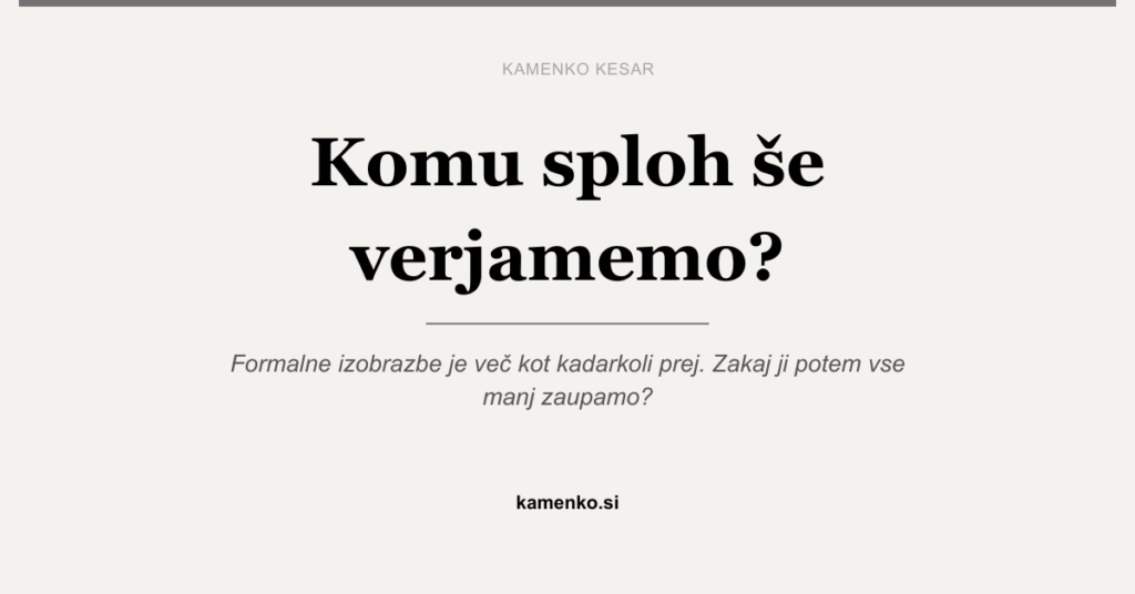 Verjamem naziv Komu še sploh verjamemo